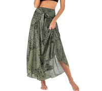 FEOYA Boho Rock Damen Weicher Dehnbarer Maxi Rock Gedruckter Hippie Gypsy Kleider Freizeit Urlaub Sommerrock Strandkleider - Muster 21