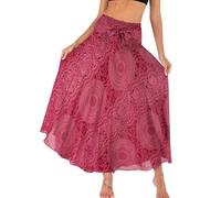 FEOYA Boho Rock Damen Weicher Dehnbarer Maxi Rock Gedruckter Hippie Gypsy Kleider Freizeit Urlaub Sommerrock Strandkleider - Muster 20