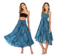 FEOYA Boho Rock Damen Weicher Dehnbarer Maxi Rock Gedruckter Hippie Gypsy Kleider Freizeit Urlaub Sommerrock Strandkleider - Muster 19