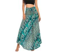 FEOYA Damen Bohemian Maxi Rock 2-in-1 Sommer Lang Rock Boho Strandkleider Festliche Urlaub Gedruckter Sommerkleid