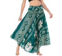 FEOYA Damen Bohemien Maxirock Bodenlang Strand Kleid Rock A-Linien Strandrock Urlaub Ethnischer Stil Gedruckter Lang Rock