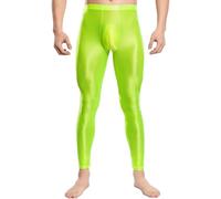 FEOYA Herren Strumpfhosen Leggings Metallic Glänzende Lang Öl Glänzend Transparente Unterhose Pants Grün XL