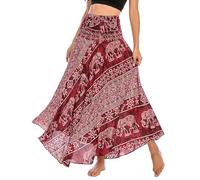 FEOYA Lang Boho Rock Damen Gedruckter Maxi Rock Dehnbarer Kleider Freizeit Urlaub Sommerrock Strandkleider - Muster 32