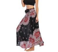 FEOYA Lang Boho Rock Damen Gedruckter Maxi Rock Dehnbarer Kleider Freizeit Urlaub Sommerrock Strandkleider - Muster 28