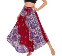 FEOYA Lang Boho Rock Damen Gedruckter Maxi Rock Dehnbarer Kleider Freizeit Urlaub Sommerrock Strandkleider - Muster 30