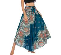 FEOYA Lang Boho Rock Damen Gedruckter Maxi Rock Dehnbarer Kleider Freizeit Urlaub Sommerrock Strandkleider - Muster 31