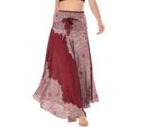 FEOYA Lang Gedruckter Rock Damen Chiffon Bohemien Maxirock Verstellbares Riemen Kleid Freizeit Urlaub Sommerrock Strandkleider - Muster 10