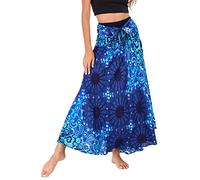 FEOYA Lange Röcke für Frauen Boho Blumendruck Bohemian Hippie Flowy Chiffon Fotografie Reisen