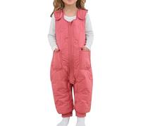 FEOYA Mädchen Kleidung Winter Gefütterte Newborn Strampler Fleece Solide Jungen Schneeanzug Warme Mode Neugeborene Winterjacke Dick Rundhalskragen Baby Ohne Ärmel Mit Reißverschluss Rosa 12 18 Monate