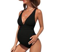 FEOYA Maternity One Piece Swimwear V Ausschnitt Pregnancy Swimsuit Bequemer Modischer Bathing Suit Maternity Sommer Bikini S