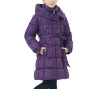 FEOYA Teenager Daunenjacke Winter Ski Mädchen Steppjacke Lange Daunen Kinder Winterjacke Gefütterte Stepp Jacke Mit Kapuze Puffer Mantel Warme Dicke Wasserdicht Elegant Violett 5 6 Jahre