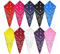 FEPITO 10 Stück Paisley Bandanas Verschiedene Cowboy Bandanas Unisex Neuheit Print Head Wrap Schal Armband für Erwachsene und Kinder (10 Farben)