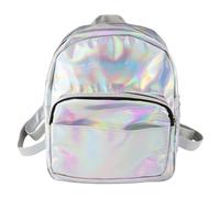 FERCAISH Freizeit Holographic Rücksack Frauen Schultertasche Modische Tasche Topmodel Rucksack für Reisen (Silber)