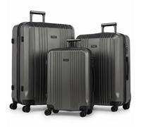FERGÉ Kofferset 3-teilig ABS CANNES 3er Trolley Set Hartschale - Dunkelgrau matt
