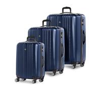 FERGÉ Kofferset 3 teilig Hartschale erweiterbar Toulouse Reisekoffer Trolley-Set (Handgepäck, L, XL) 3er Set Hartschalenkoffer Roll-Koffer 4 Rollen 100% ABS blau