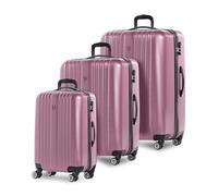 FERGÉ Kofferset 3 teilig Hartschale erweiterbar Toulouse Reisekoffer Trolley-Set (Handgepäck, L, XL) 3er Set Hartschalenkoffer Roll-Koffer 4 Rollen 100% ABS pink