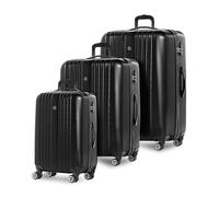 FERGÉ Kofferset 3 teilig Hartschale erweiterbar Toulouse Reisekoffer Trolley-Set (Handgepäck, L, XL) 3er Set Hartschalenkoffer Roll-Koffer 4 Rollen 100% ABS schwarz