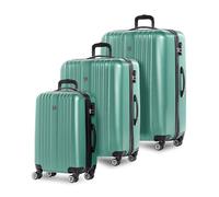 FERGÉ Kofferset 3 teilig Hartschale erweiterbar Toulouse Reisekoffer Trolley-Set (Handgepäck, L, XL) 3er Set Hartschalenkoffer Roll-Koffer 4 Rollen 100% ABS salbeigrün