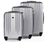 FERGÉ Kofferset 3 teilig Hartschale Marseille Reisekoffer Trolley-Set (Handgepäck, L, XL) 3er Set Hartschalenkoffer Roll-Koffer 4 Rollen 100% ABS Silber