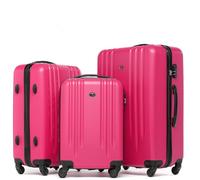 FERGÉ Kofferset 3 teilig Hartschale Marseille Reisekoffer Trolley-Set (Handgepäck, L, XL) 3er Set Hartschalenkoffer Roll-Koffer 4 Rollen 100% ABS pink