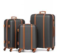 FERGÉ Kofferset 3 teilig Hartschale Milano Reisekoffer Trolley-Set (Handgepäck, L, XL) 3er Set Hartschalenkoffer Roll-Koffer 4 Rollen 100% ABS grau