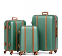 FERGÉ Kofferset 3 teilig Hartschale Milano Reisekoffer Trolley-Set (Handgepäck, L, XL) 3er Set Hartschalenkoffer Roll-Koffer 4 Rollen 100% ABS salbeigrün