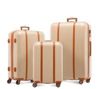 FERGÉ Kofferset 3 teilig Hartschale Milano Reisekoffer Trolley-Set (Handgepäck, L, XL) 3er Set Hartschalenkoffer Roll-Koffer 4 Rollen 100% ABS Champagner