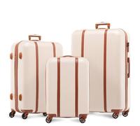 FERGÉ Kofferset 3 teilig Hartschale Milano Reisekoffer Trolley-Set (Handgepäck, L, XL) 3er Set Hartschalenkoffer Roll-Koffer 4 Rollen 100% ABS beige