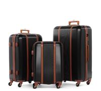 FERGÉ Kofferset 3 teilig Hartschale Milano Reisekoffer Trolley-Set (Handgepäck, L, XL) 3er Set Hartschalenkoffer Roll-Koffer 4 Rollen 100% ABS schwarz