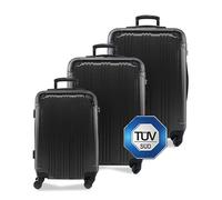FERGÉ Kofferset 3 teilig Hartschale QUÉBEC Reisekoffer Trolley-Set (Handgepäck, L, XL) 3er Set Hartschalenkoffer Roll-Koffer 4 Rollen 100% ABS grau