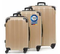 FERGÉ Kofferset 3 teilig Hartschale QUÉBEC Reisekoffer Trolley-Set (Handgepäck, L, XL) 3er Set Hartschalenkoffer Roll-Koffer 4 Rollen 100% ABS Champagner
