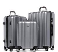 FERGÉ Kofferset 3 teilig Hartschale Toulouse Reisekoffer Trolley-Set (Handgepäck, L, XL) 3er Set Hartschalenkoffer Roll-Koffer 4 Rollen 100% ABS Silber