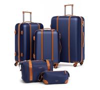 FERGÉ Kofferset Hartschale 5-teilig Milano 3 Größen Hartschalenkoffer Set + Reisetasche + Kulturbeutel - 3er Set Reise-Koffer 4 Rollen, leicht Reisen beige