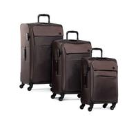 FERGÉ Kofferset Weichschale 3 teilig leicht Calais Reisekoffer Trolley-Set (Handgepäck, L, XL) 3er Set Stoff-Koffer Roll-Koffer 4 Rollen Stretch-Flex café