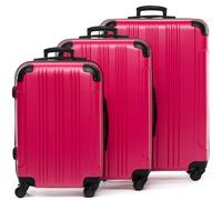 FERGÉ Premium Kofferset 3-teilig: 28", 24" & Handgepäck Koffer in einem Set, sehr robuste Reisekoffer mit 4 sanften Rollen & Schutzecken, Hartschalen-Koffer Set 3-teilig pink