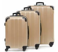 FERGÉ Premium Kofferset 3-teilig: 28", 24" & Handgepäck Koffer in einem Set, sehr robuste Reisekoffer mit 4 sanften Rollen & Schutzecken, Hartschalen-Koffer Set 3-teilig beige