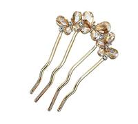 Fermacapelli French Twist - Forcina A U Con Cristalli E Strass, Pettine A | 4 Punte Per Acconciatura Elegante, Fermaglio In Lega Con Perle | Per Matrimonio Banchetti Sfilate Eventi Formali