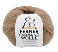 Ferner Cashmino Wolle mit Merinowolle und Kaschmir, Häkelwolle, Strickgarn, 25g 70m, Nadelstärke 6-10mm, 65% Wolle 16,5 mic, 30% Kaschmir, 5% Nylon (36 muskat)