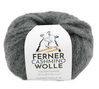 Ferner Cashmino Wolle mit Merinowolle und Kaschmir, Häkelwolle, Strickgarn, 25g 70m, Nadelstärke 6-10mm, 65% Wolle 16,5 mic, 30% Kaschmir, 5% Nylon (03 grau)