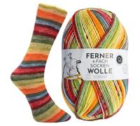 FERNER WOLLE Lungauer Sockenwolle 4-Fach Merino 48-73 - Regenbogen Grün-Rot