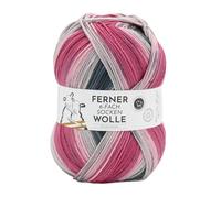 Ferner Wolle Lungauer Sockenwolle 6-fach, bunte Strumpfwolle 6-fädig, Sockengarn mit Merinowolle und Farbverlauf, 150 g, Nadelstärke 3 bis 4 mm (872/25)