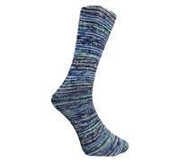 Ferner Wolle Lungauer Sockenwolle 6-fach Merino 826-25 - schwarrz/weiß/blau/türkis meliert