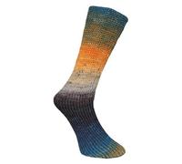 Ferner Wolle Lungauer Sockenwolle 8-fach Merino 876-25 - petrol/orange/beige/braun/blau/senf