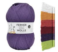 Ferner Wolle Mally Socks Uni, Merino Sockenwolle, Strumpfwolle mit Merinowolle mulesingfrei, Sockengarn 150g 450m Nadelstärke 3-4 mm (M15 - pflaume)