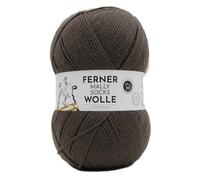 Ferner Wolle Mally Socks Uni, Merino Sockenwolle, Strumpfwolle mit Merinowolle mulesingfrei, Sockengarn 150g 450m Nadelstärke 3-4 mm (M17 - braun)
