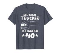 Fernfahrer 40 Jahre Geburtstag Trucker LKW Fahrer T-Shirt, Herren, Blau Meliert, XXL
