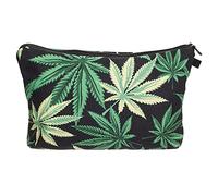 Ferocity Federmäppchen Kosmetiktasche Federtasche Stiftemappe Make Up Täschchen Full Print All Over Bag Fresh Schwarz und weiß Marihuana Schwarz Marijuana Black Weed [009]