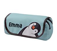 Ferocity Personalisierte Mäppchen Federtasche mit Namen Schlamperbox Federmäppchen mit Klettverschluss Klappe Schüleretui Stiftemappe mit Zwei Reißverschlüssen Pinguin [151]