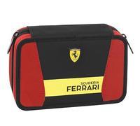 FERRARI KIDS - Federmäppchen mit 3 Fächern für Mädchen und Jungen mit integriertem Schulmaterial und Stiftfächern + löschbarer Stift Frixion - Federmäppchen für die Schule, Organizer groß, rot, Taglia