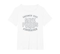 Ferris Bueller's Day Off Shermer High Save Ferris T-Shirt, Damen Große Größen, Weiß, 4X